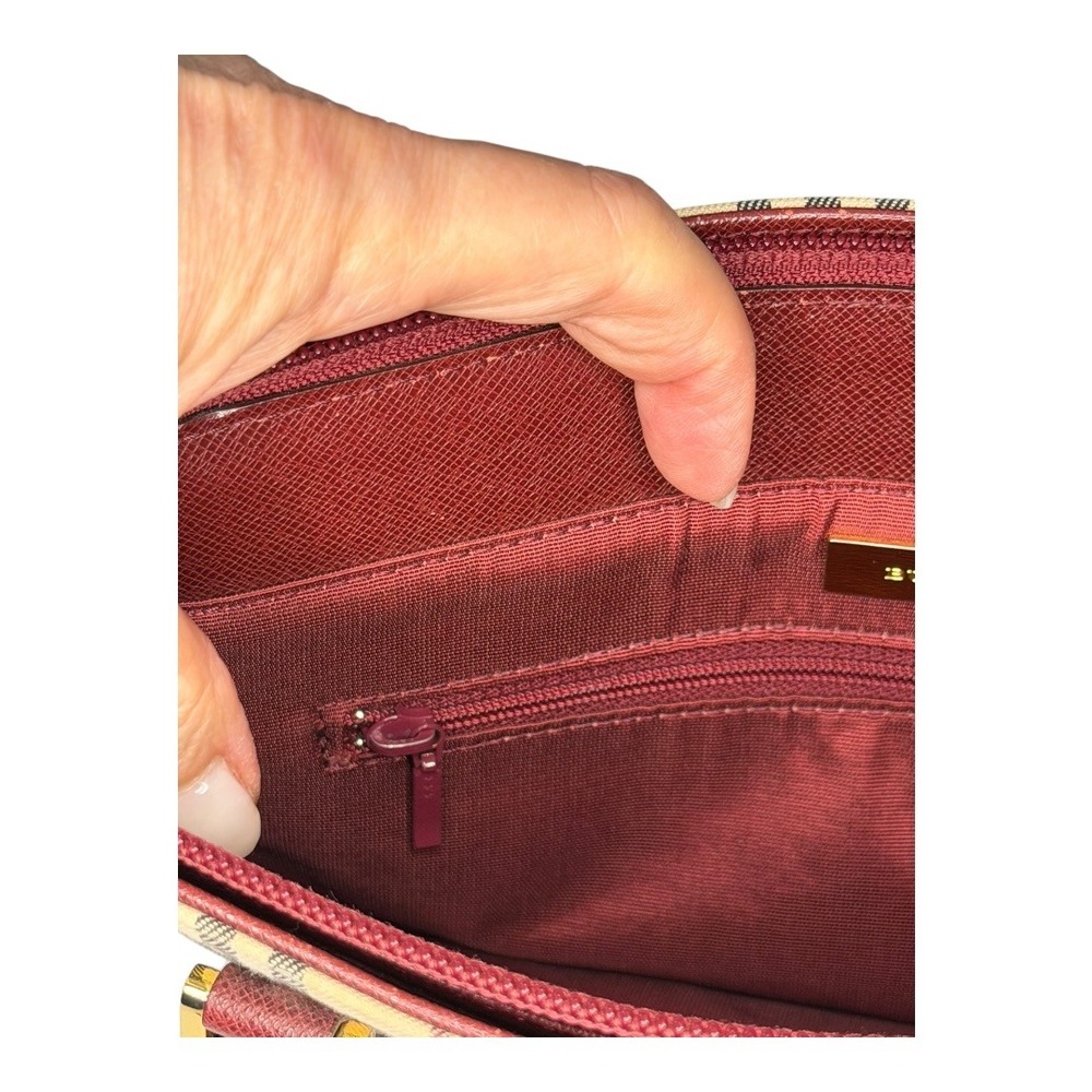 Burberry Small Haymarket Check Tote – Burgundy Trim - Picture 9 of 14
